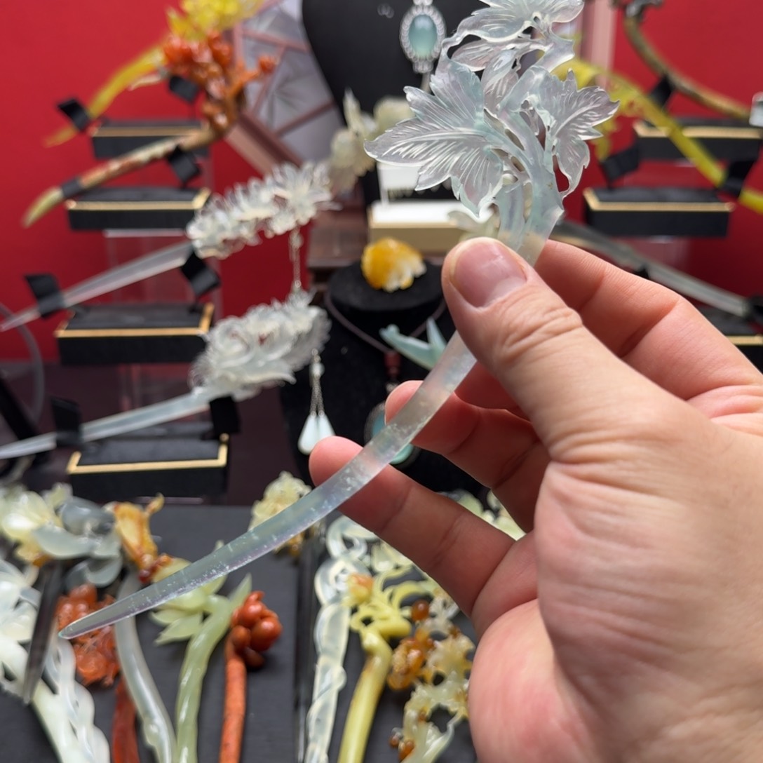 岫玉发饰未镶嵌娜*