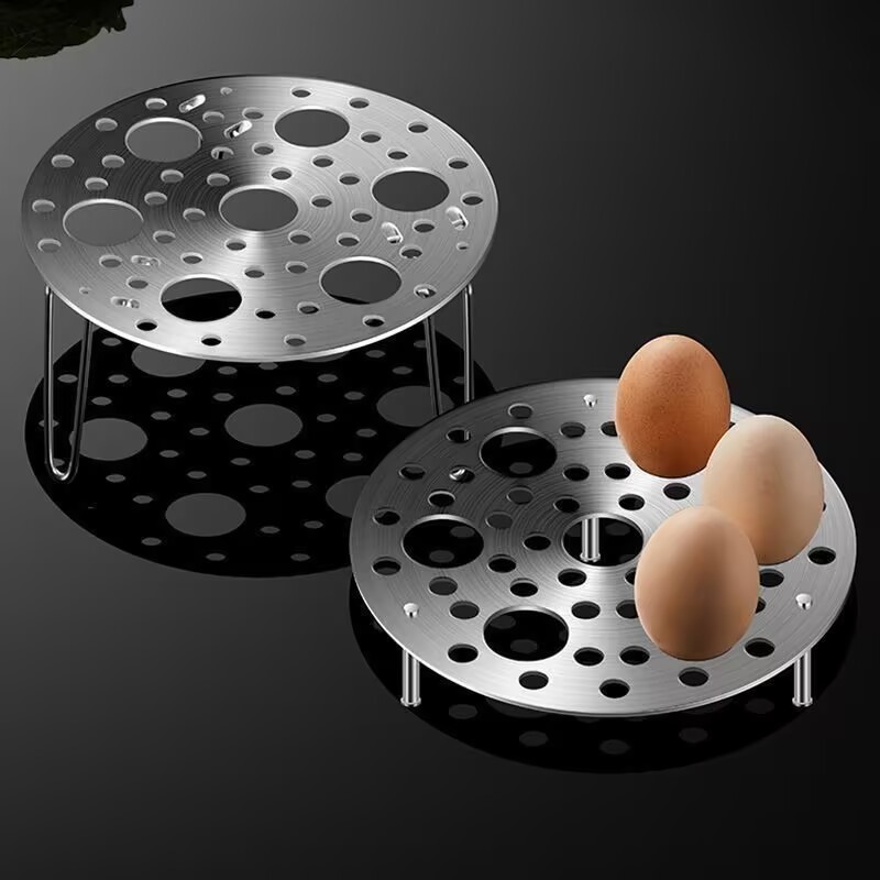 超厚不锈钢蒸蛋架蒸盘加高蒸笼架可折叠圆形蒸篦小蒸屉蒸蛋架量勺