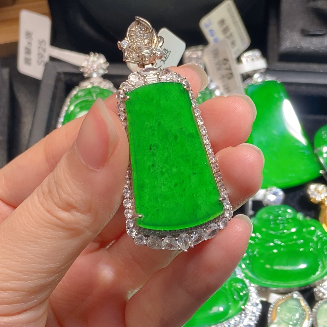 翡翠银S925镶嵌吊坠(不含链)