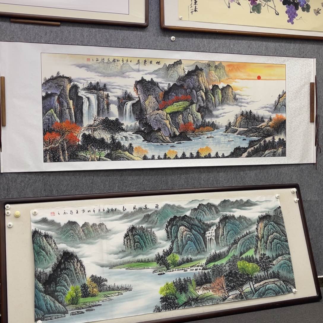 国画六尺旭日东升卷轴