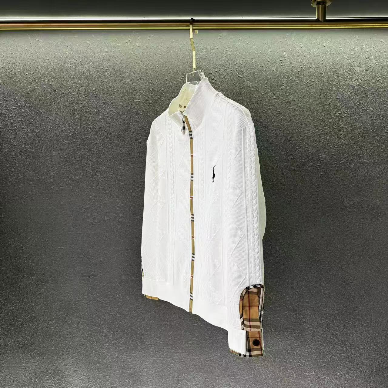 樻货新款轻奢潮牌男士开衫针织外套拉链拼接袖上衣-KS10款