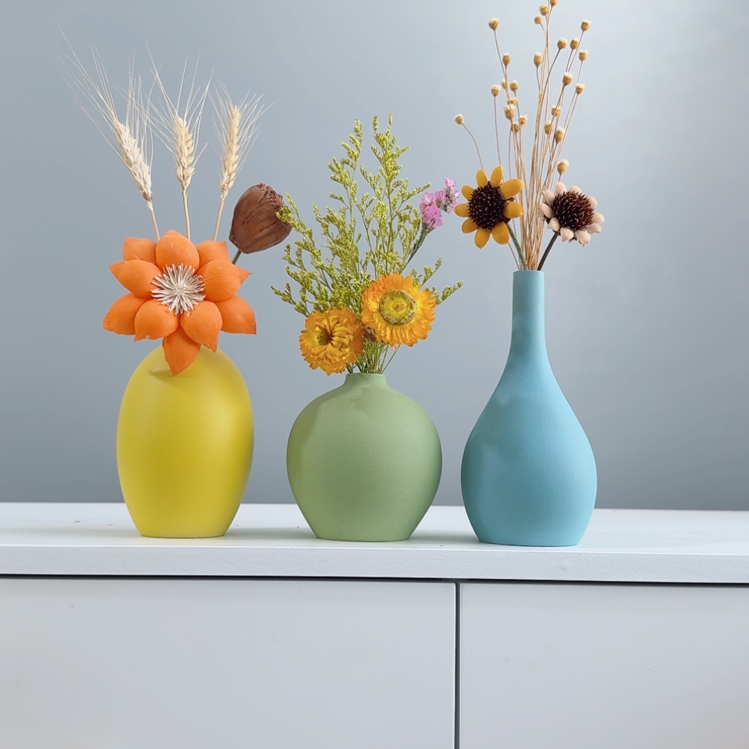 摆件陶瓷花瓶摆件含花总高约20-30cm