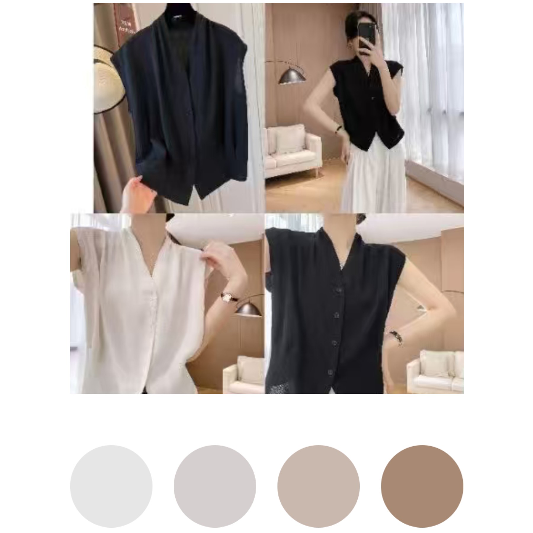 【季末浮力场】时尚气质褶皱设计感修身上衣女夏季衬衫