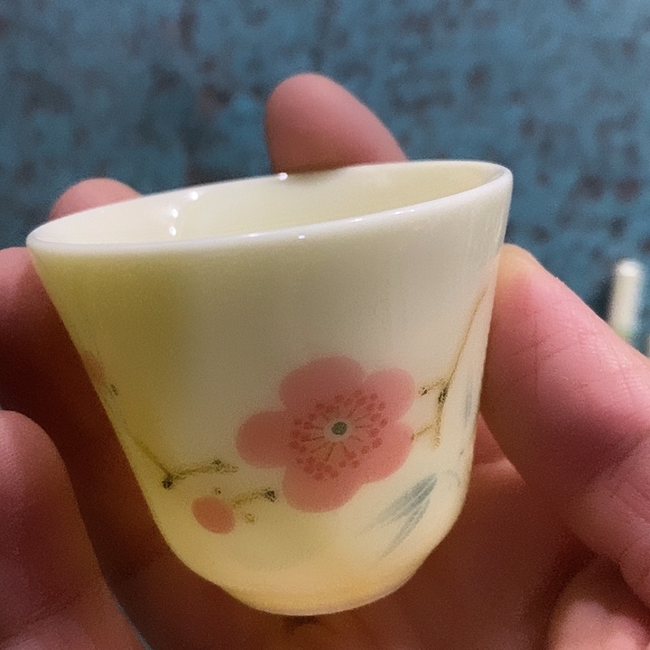 摆件陶翠竹红梅黄西西小客杯