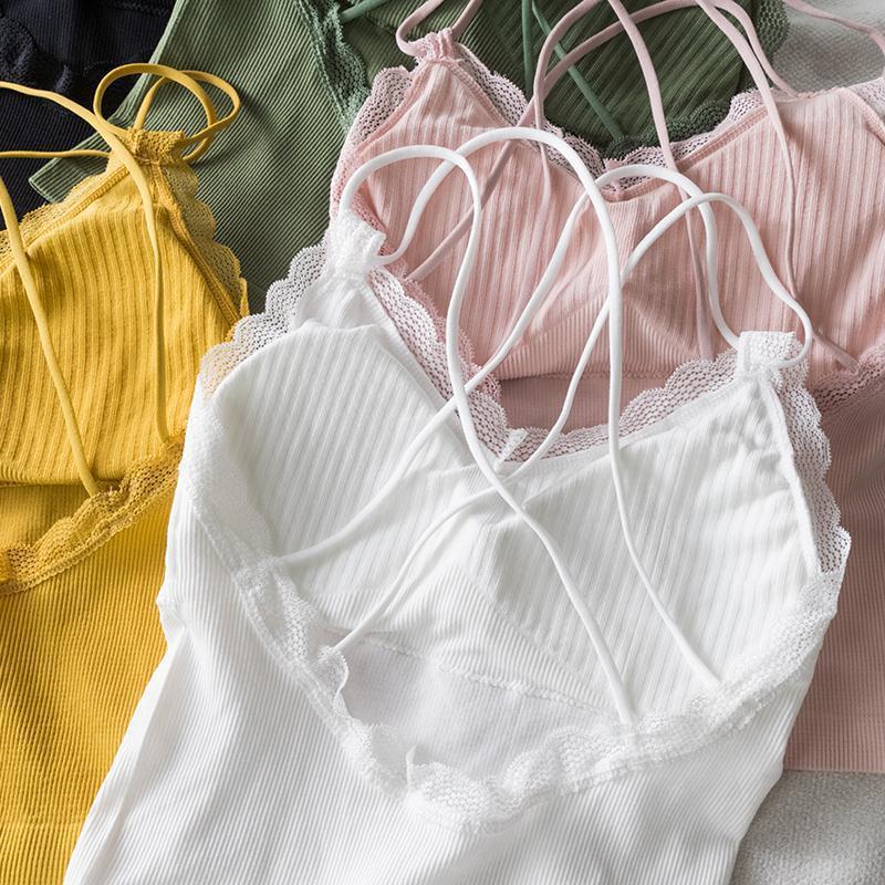 时尚美背吊带网红背心女带胸垫一体裹胸内搭外穿打底抹胸内衣修身