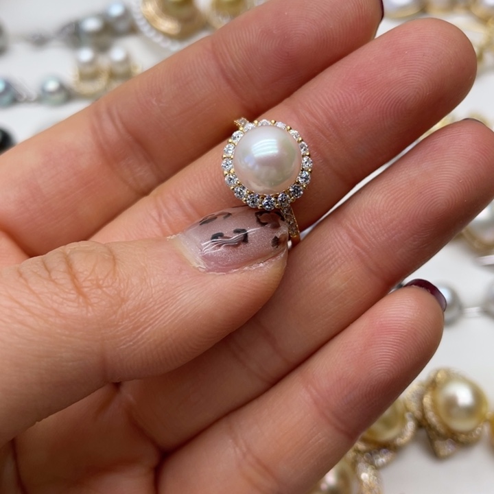 海水珍珠戒指银S925镶嵌