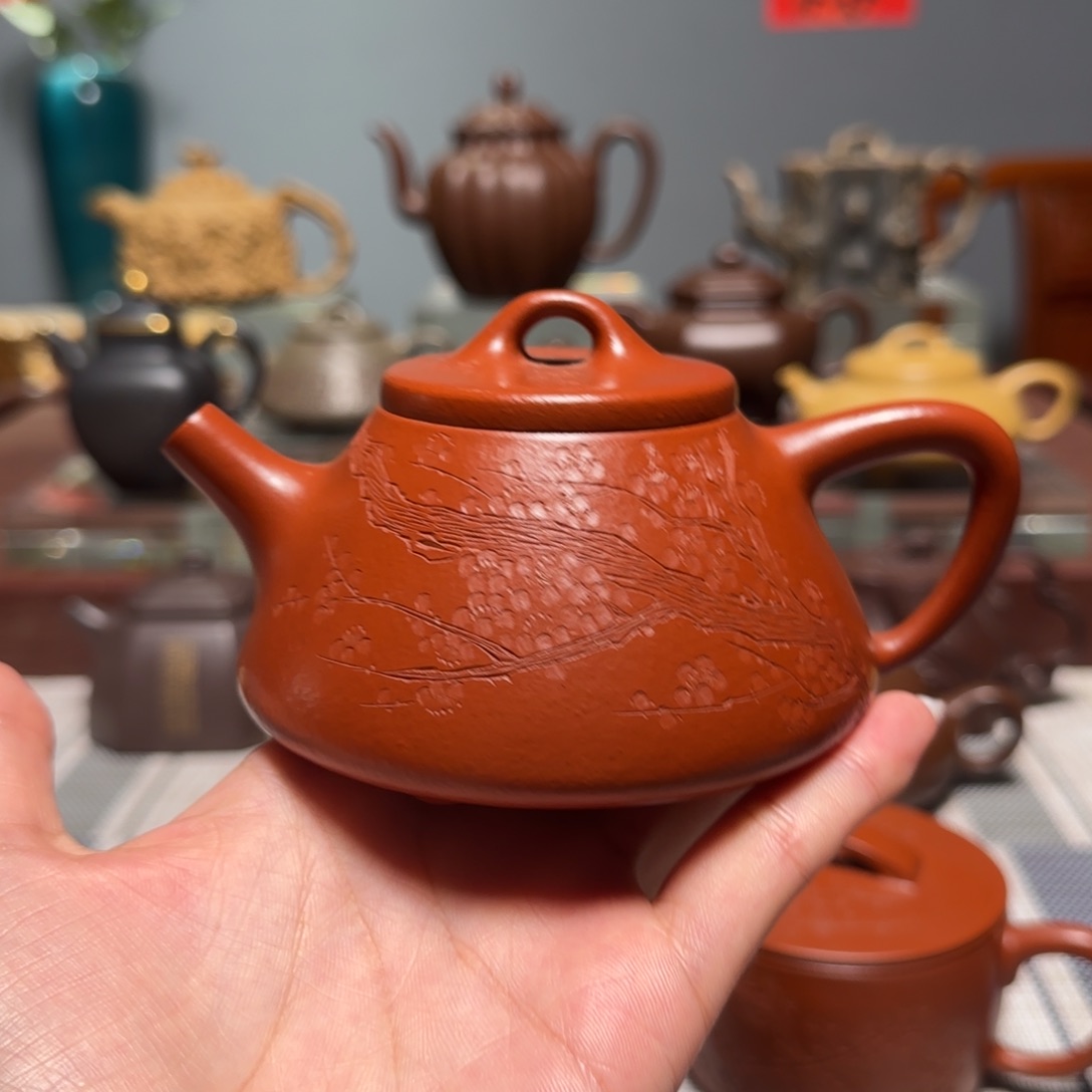 茶壶紫砂全手工子冶石瓢壶朱泥 200cc