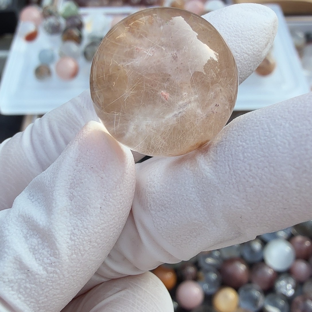 草***包水晶珠宝半成品未镶嵌兔毛定制不退19.7mm