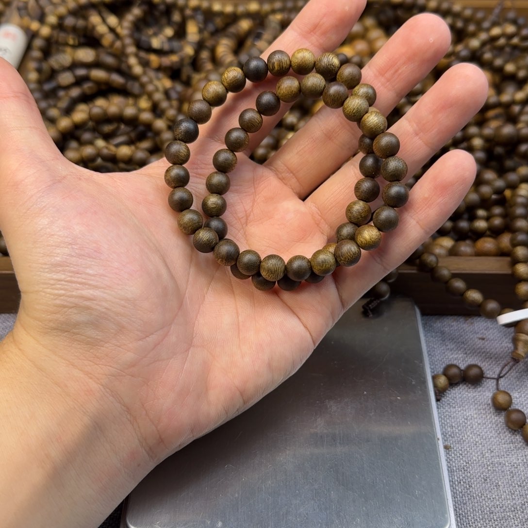 沉香碎屑沉香08圆珠双圈11克乌身圆叶