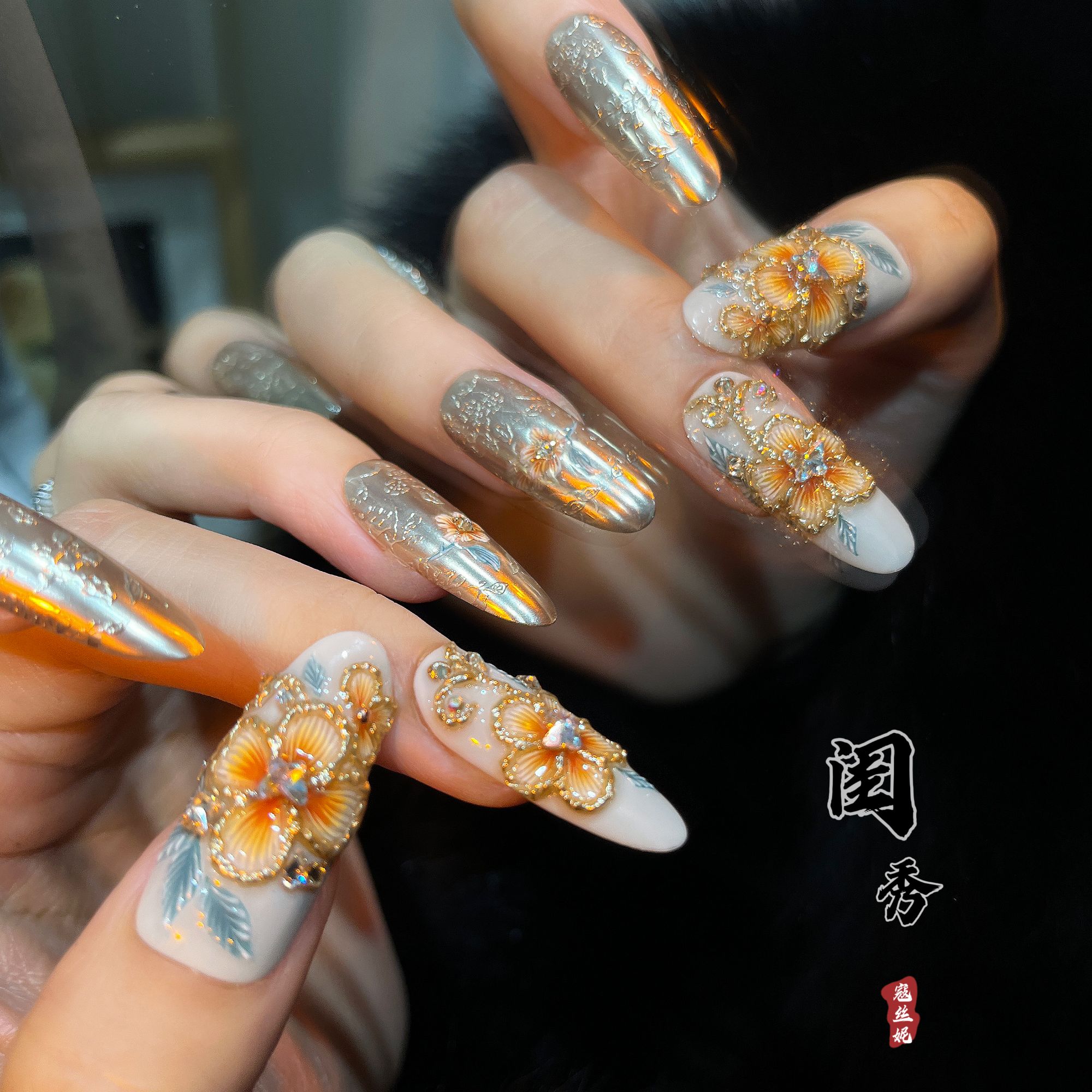 寇丝妮[闺秀]中长款纯手工高级穿戴甲2025手绘立体雕花高颜值国风