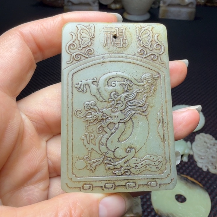 玉龙牌子挂件摆件