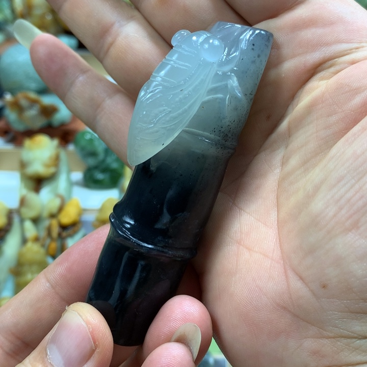 未镶嵌蛇纹石玉手把件