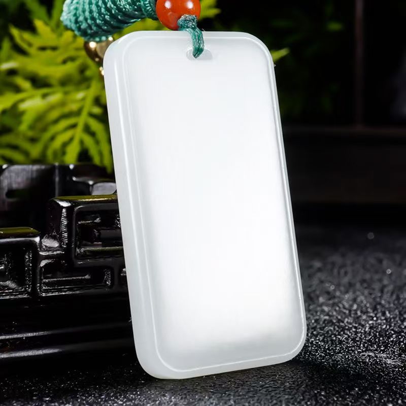 男士平安无事牌新疆白玉羊脂玉吊坠平安牌