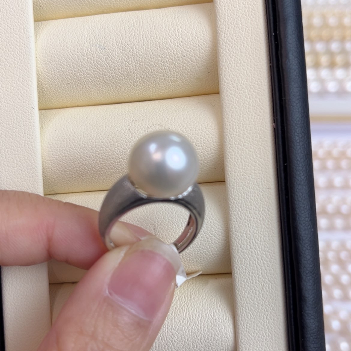 【闪购商品】海水珍珠戒指银S925镶嵌澳白戒指12.6mm