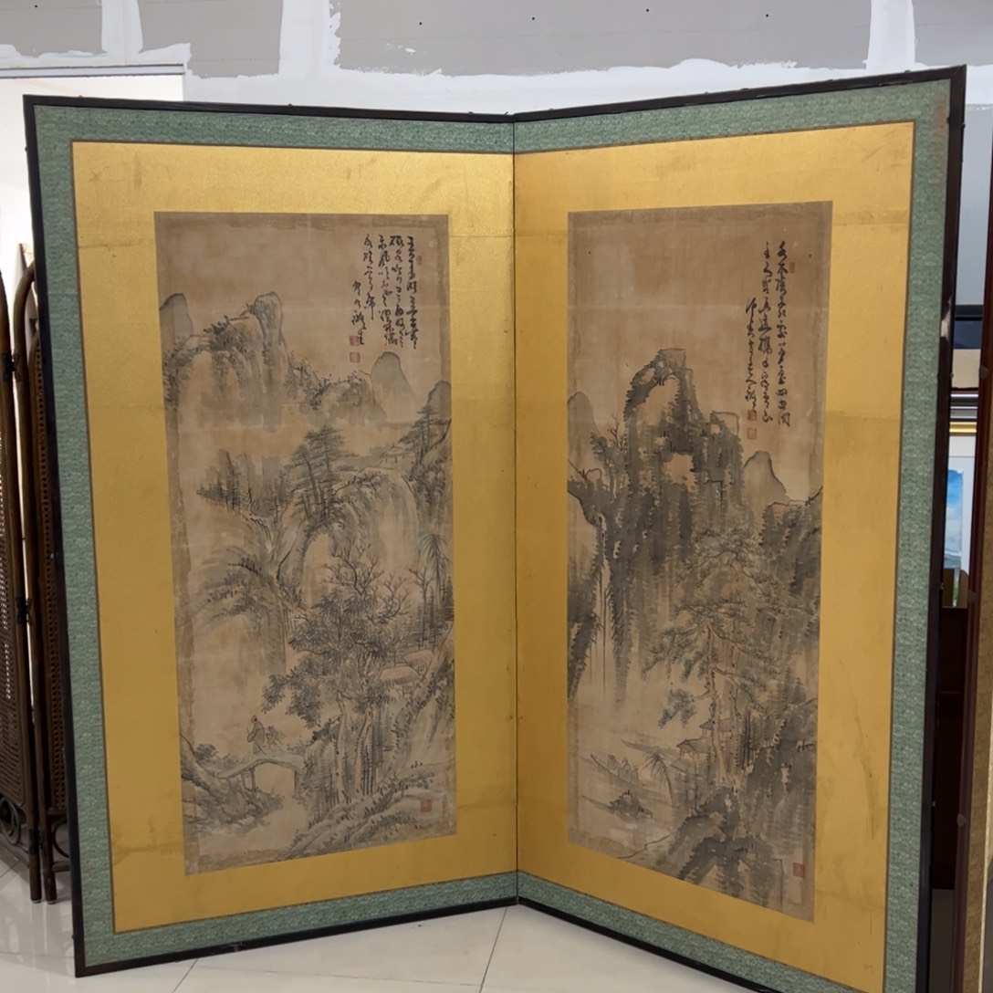绘画屏风框画茶空间设计