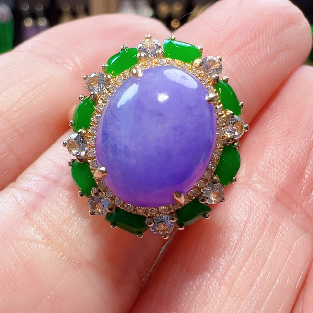 翡翠戒指18K金镶嵌签收后24小时鉴赏期