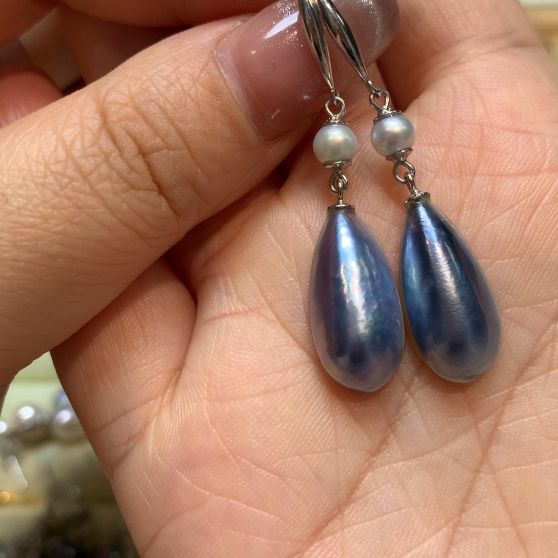 拼合珍珠（马贝珠）耳饰银S925镶嵌