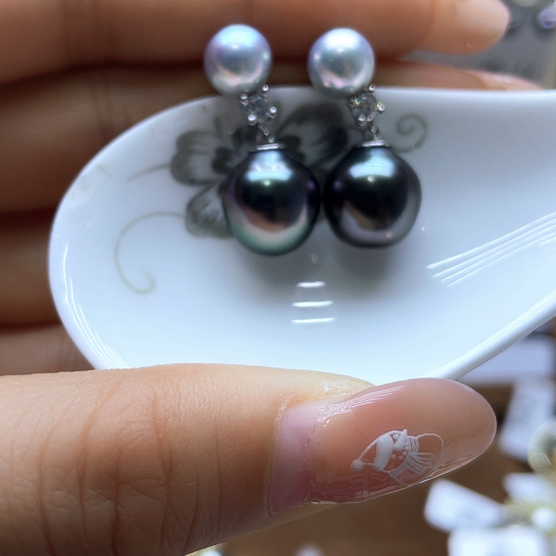 海水珍珠耳饰银S925镶嵌