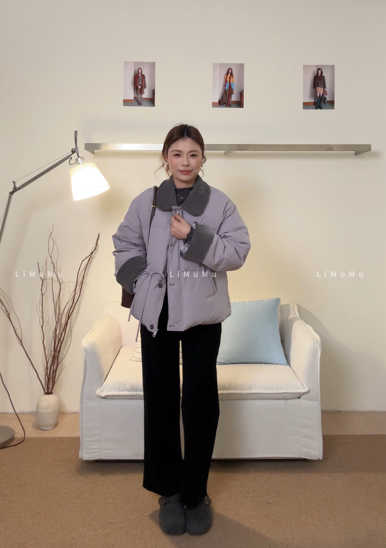 『李木木』冬款上新~~拼色绑带羽绒外套  59522