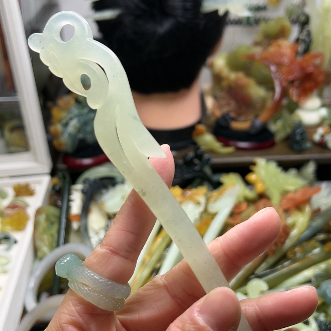 蛇纹石玉发饰合金