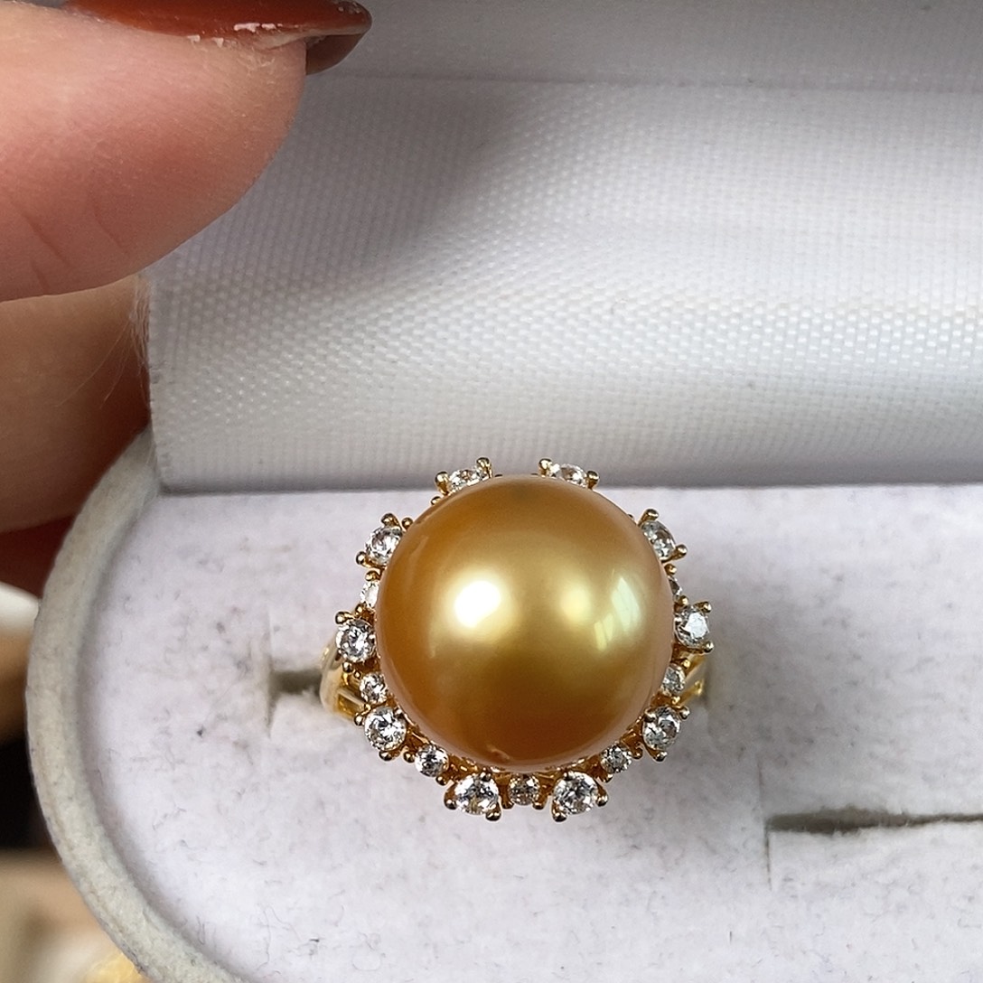 海水珍珠戒圈银S925镶嵌