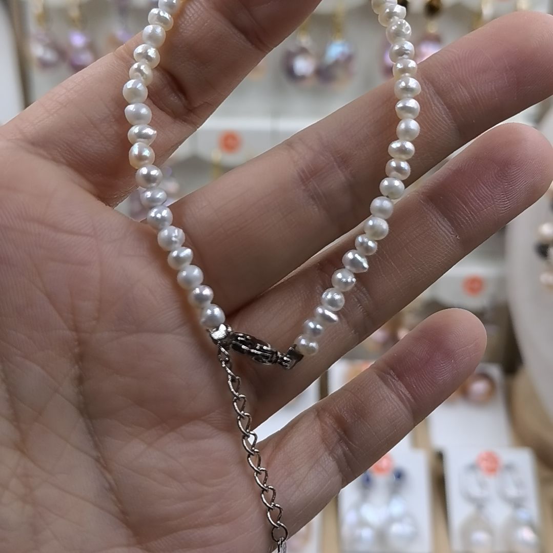 淡水珍珠耳饰银S925镶嵌