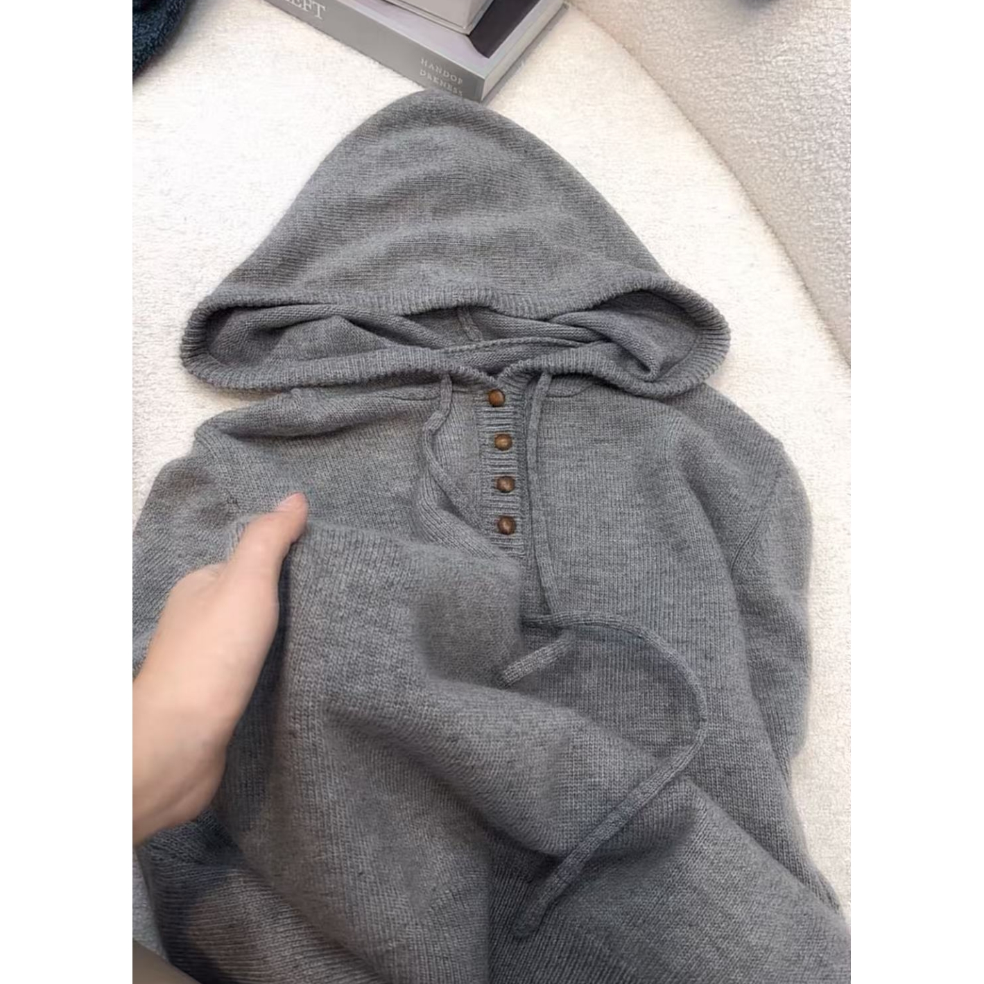 丽姐家~灰帽衫套头上衣网红时尚百搭纯色秋冬