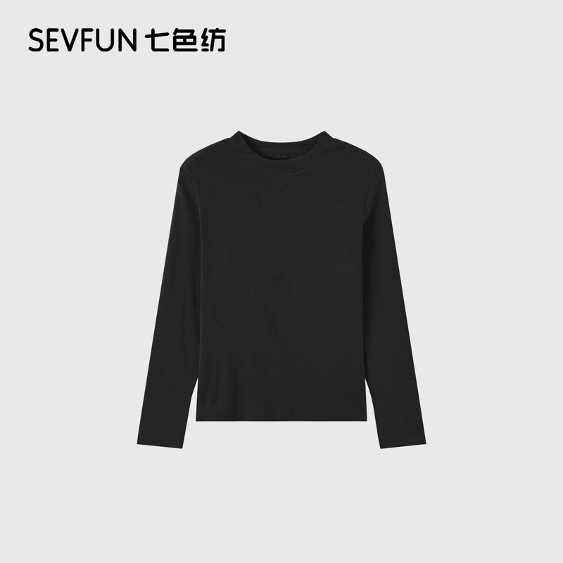 七色纺【彬彬BinBin】打底衫女秋冬内搭圆领T恤弹力长袖QSF-1146