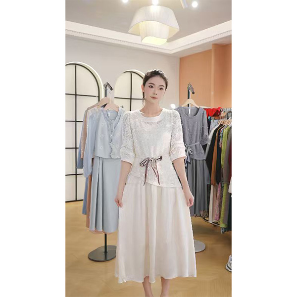 L9593 2025年秋季新款时尚气质白月光修身显瘦连衣裙+罩衫