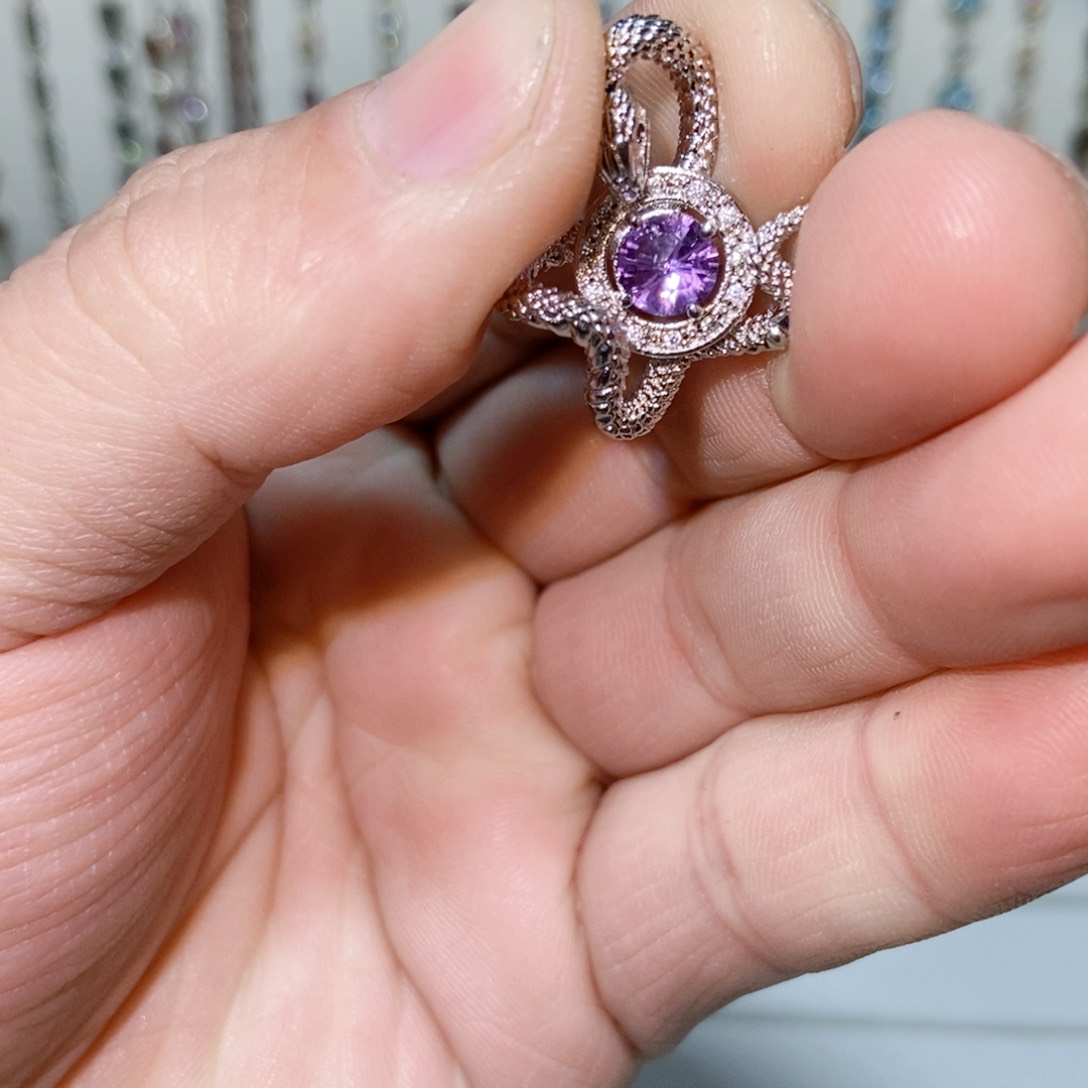 绿水晶戒指银S925镶嵌