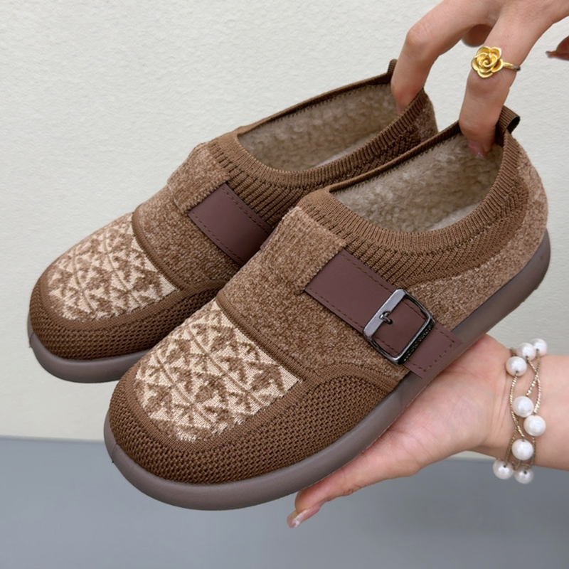 勃肯鞋女冬季新款老北京棉鞋加绒加厚毛毛鞋保暖舒适一脚蹬妈妈鞋