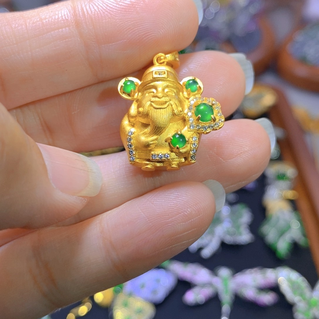 翡翠颈饰银S925镶嵌天然翡翠