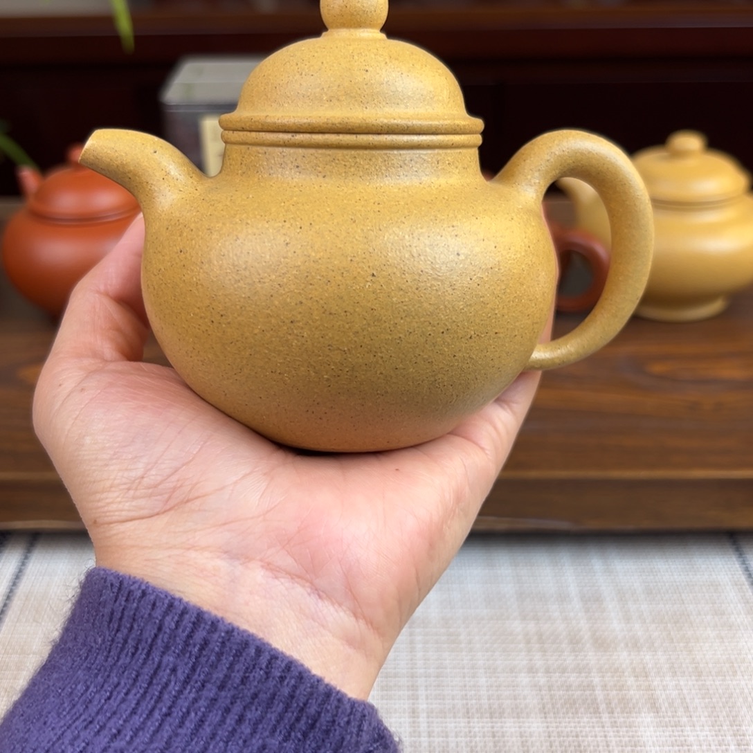 紫砂茶壶黄金段掇球全手220cc