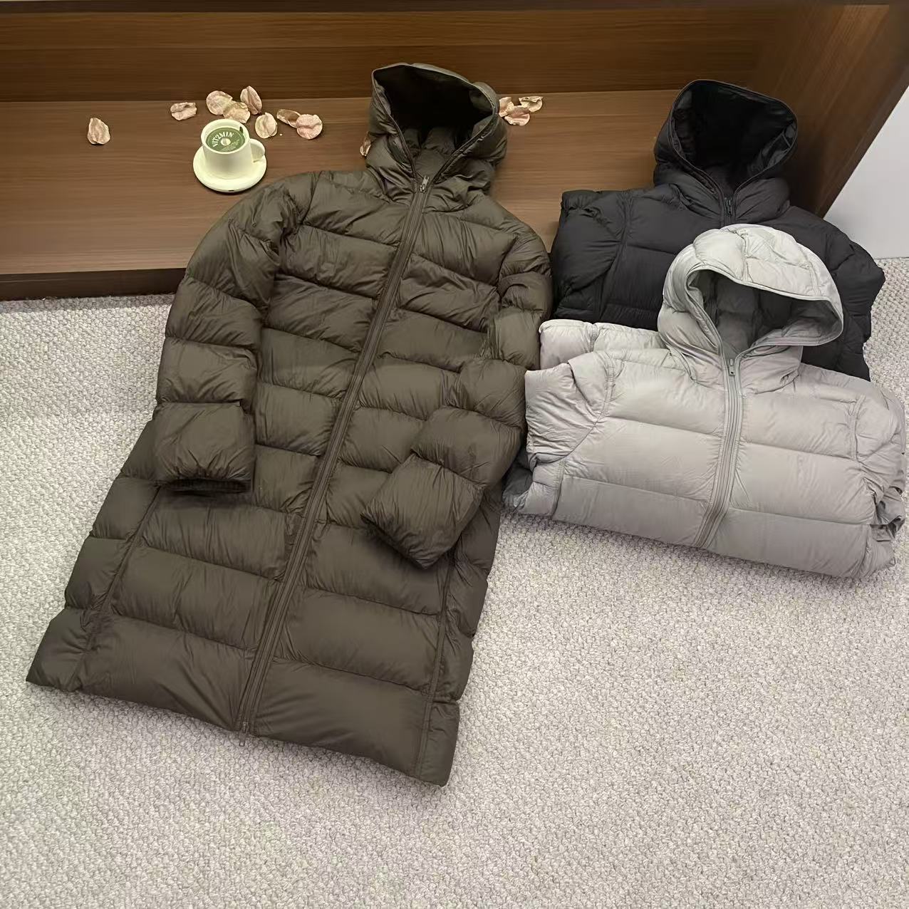 新款气质休闲韩版简约连帽长袖长款羽绒服YR10010 