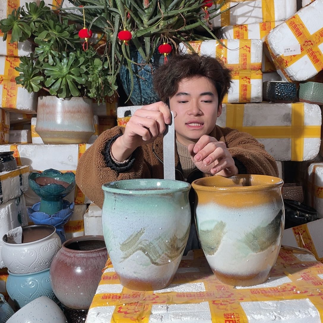 无铅玻璃宜兴紫砂花盆