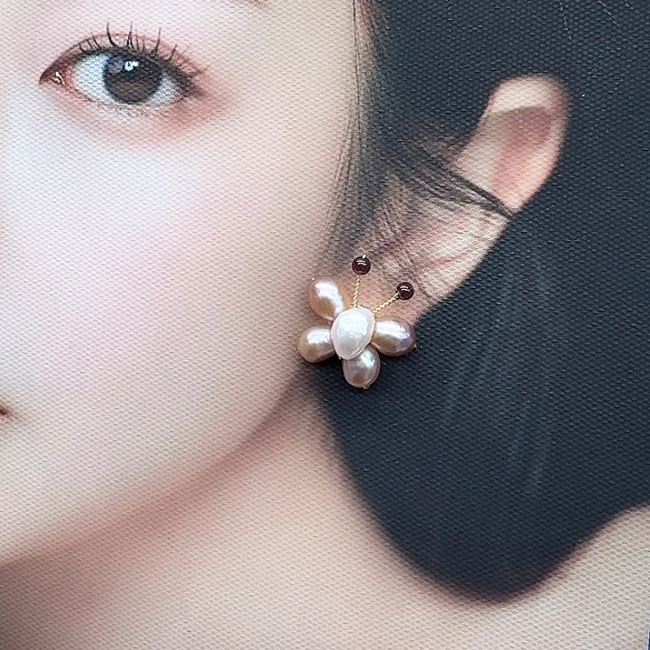 淡水珍珠发饰银S925镶嵌