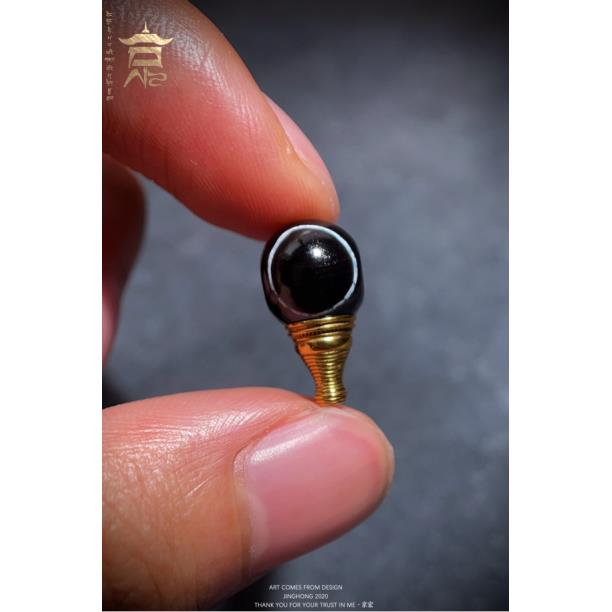 千年泰系鬼眼·玛瑙材质·黑白分明·完美品质·24k纯金镶嵌·尺寸9*17