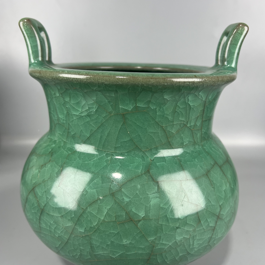 手工制作复古陶瓷摆件冰裂纹青瓷工艺品