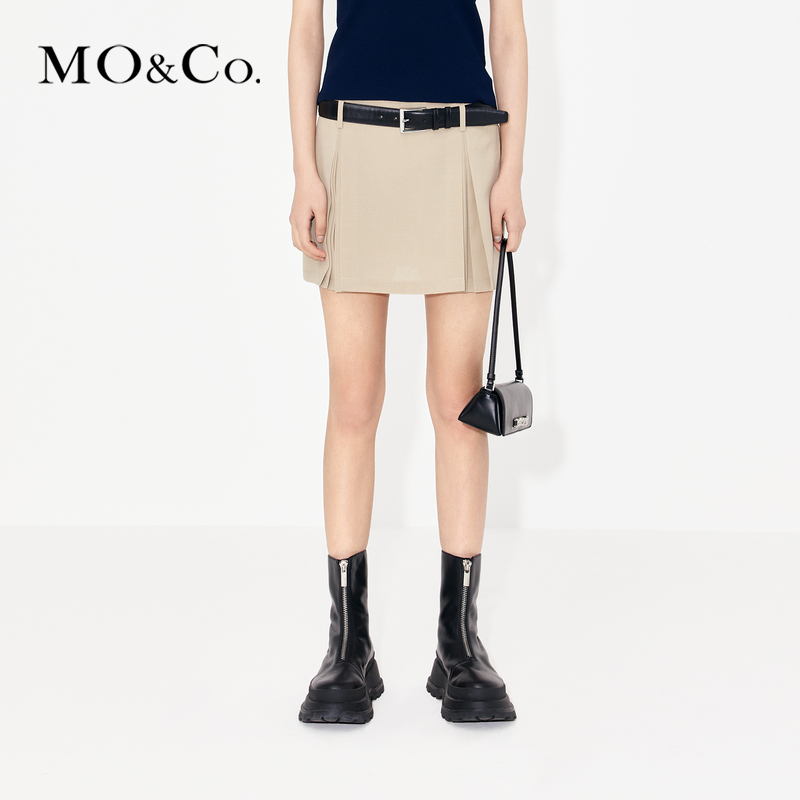 【赵老板专属】MOCO夏季短款压褶半身裙短裙附腰带MBC2SKTT12