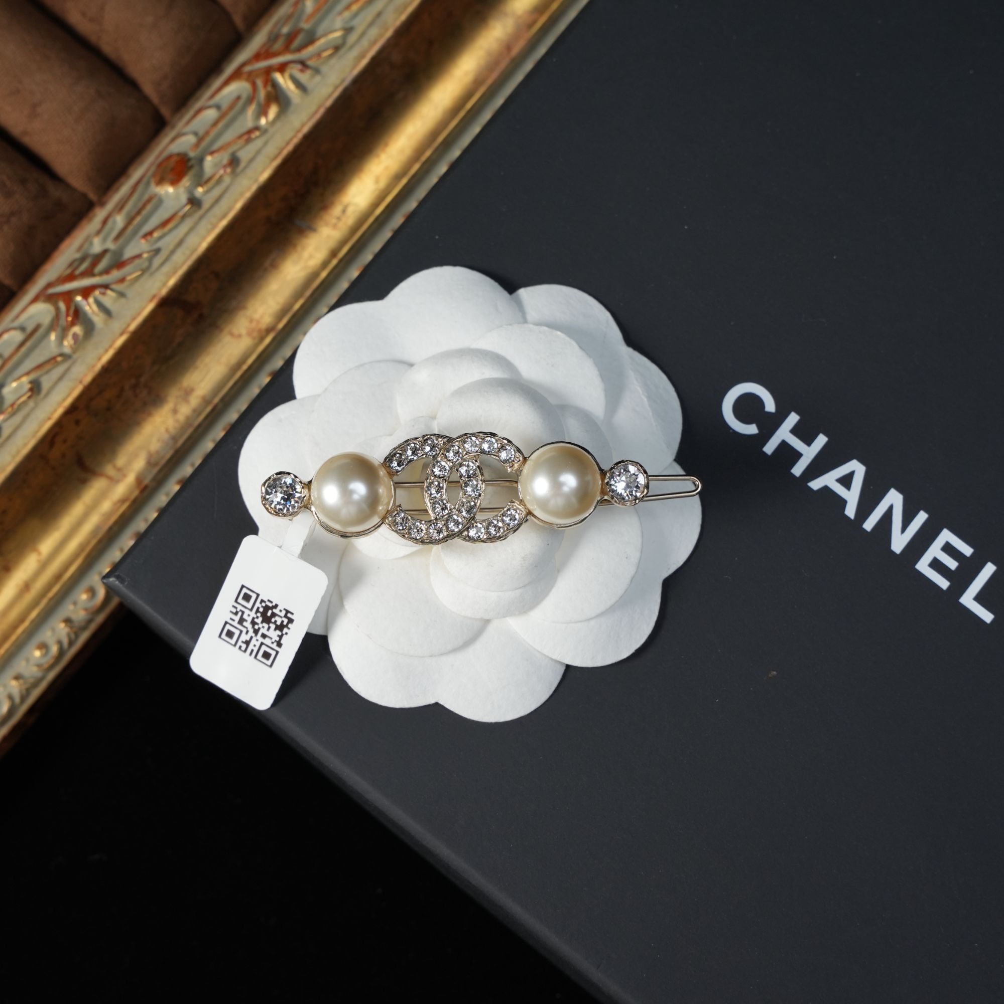 95新 Chanel/香奈儿 柚礼中古/香奈儿珍珠双C发夹LZ505197
