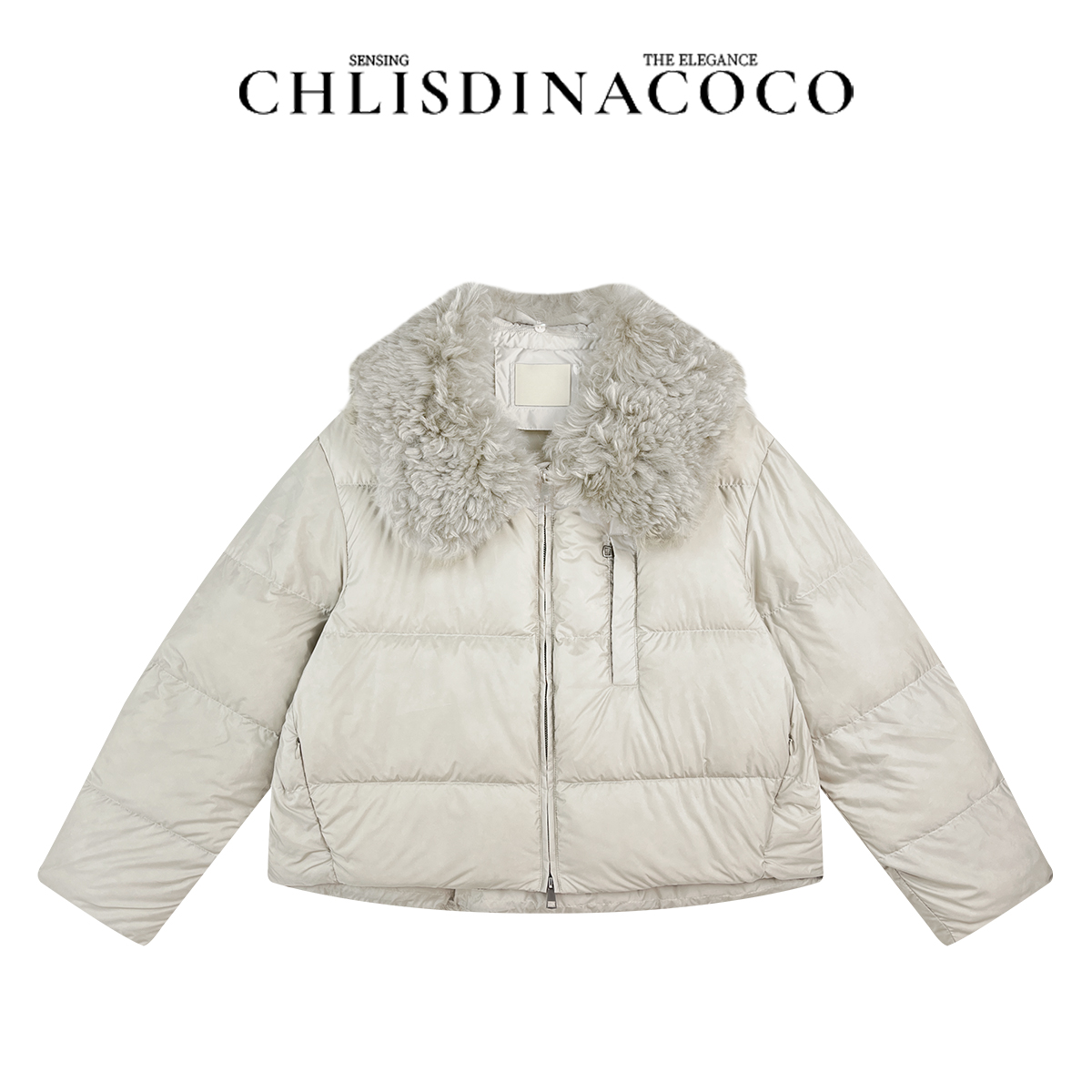 |迟到的coco|“双重保暖”蛋壳羊羔毛白鸭绒服L3WT28257