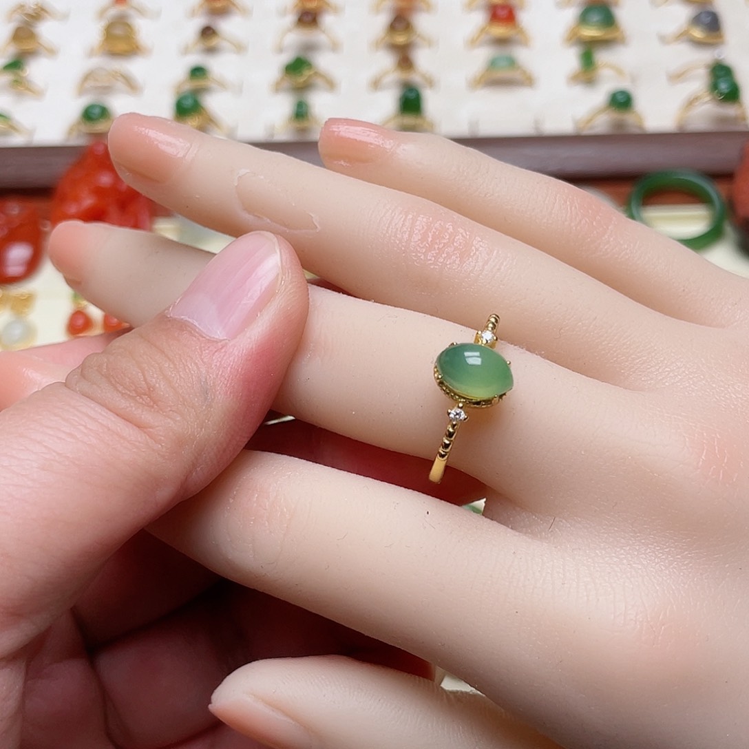 和田玉戒指银S925镶嵌