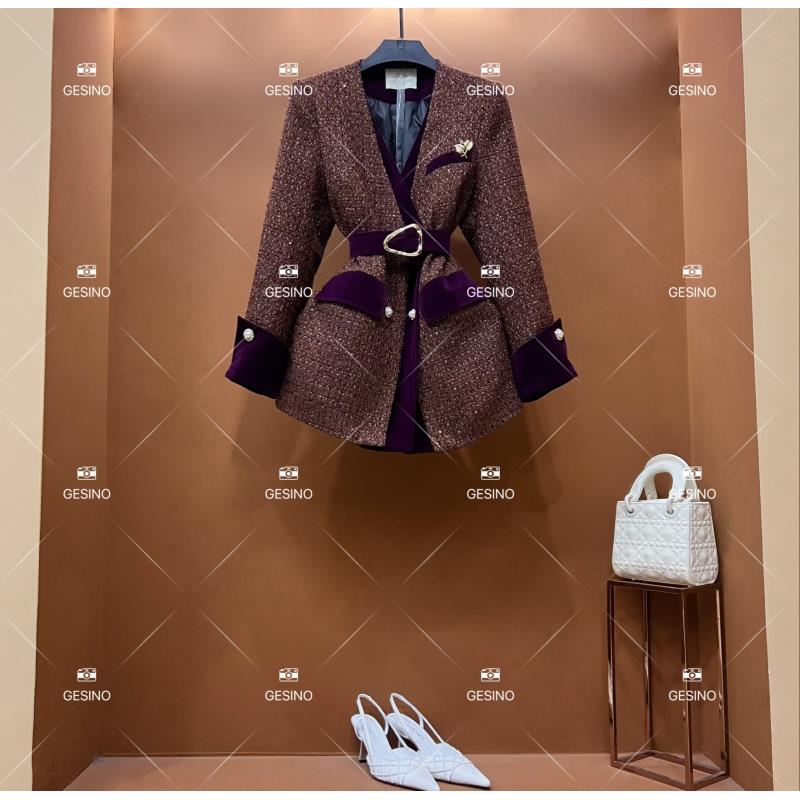 【悠悠】秋冬气质小香风时尚设计师中长款外套 QD-2025559