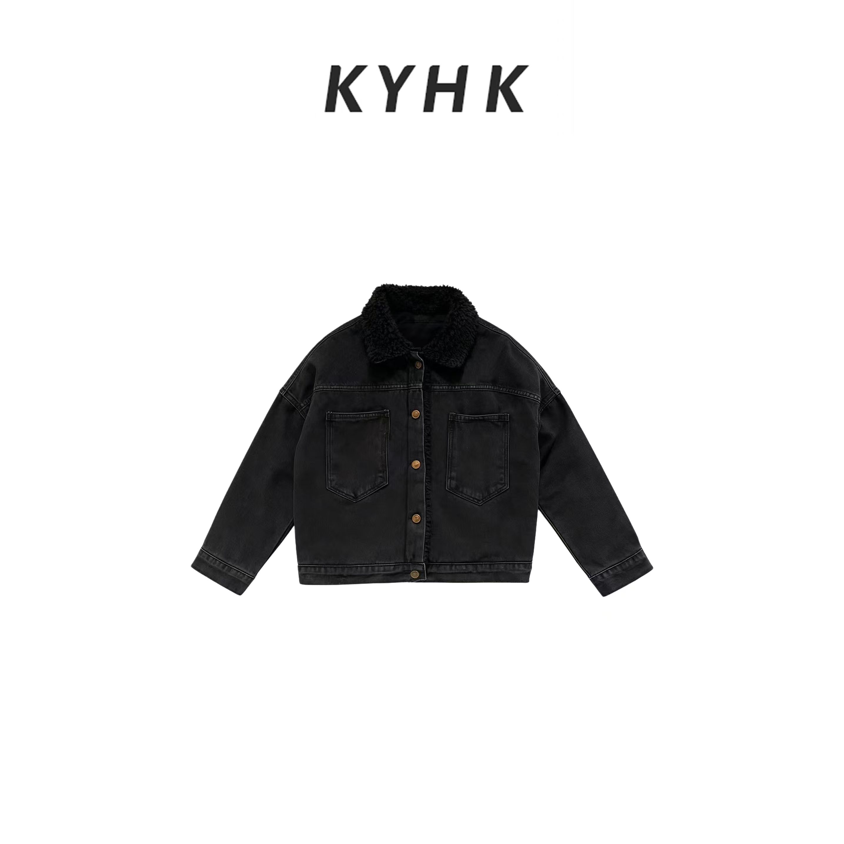 KYHK冬季翻领内里加厚牛仔外套251109