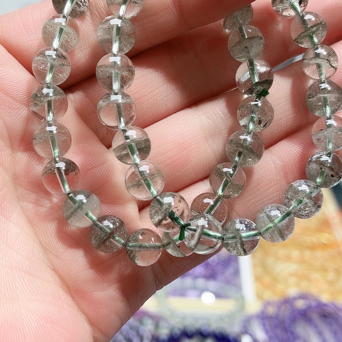 水晶手链未镶嵌绿幽灵千层一线天