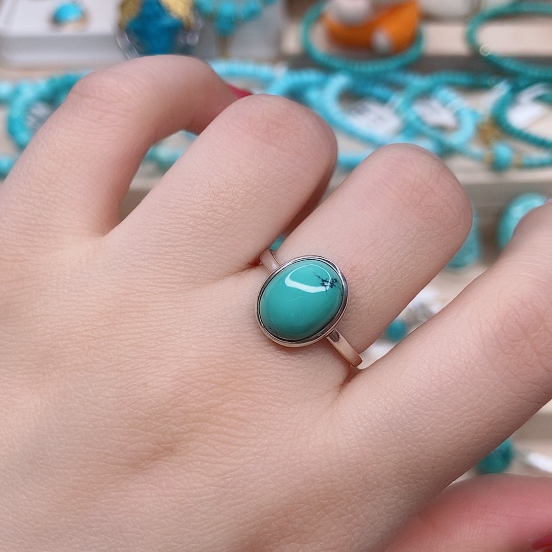 绿松石戒指银S925镶嵌