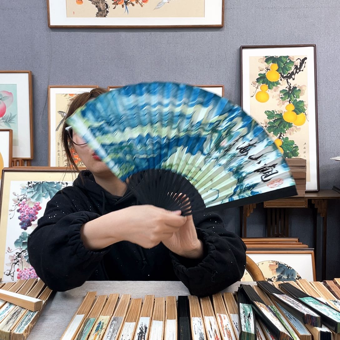 国画福利折扇带中玉扇骨（默认粘好发出）观山海