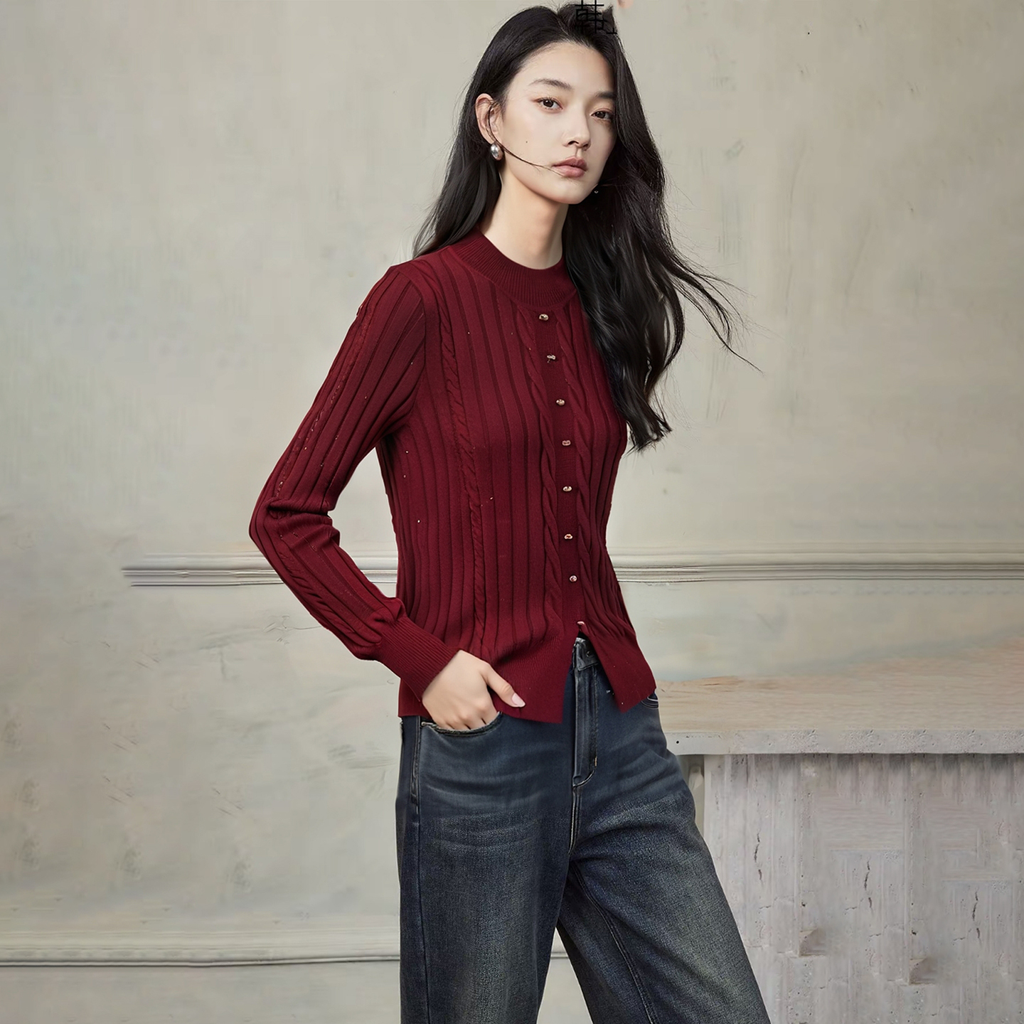 50285【H系列】圆领毛衣针织衫452S1509