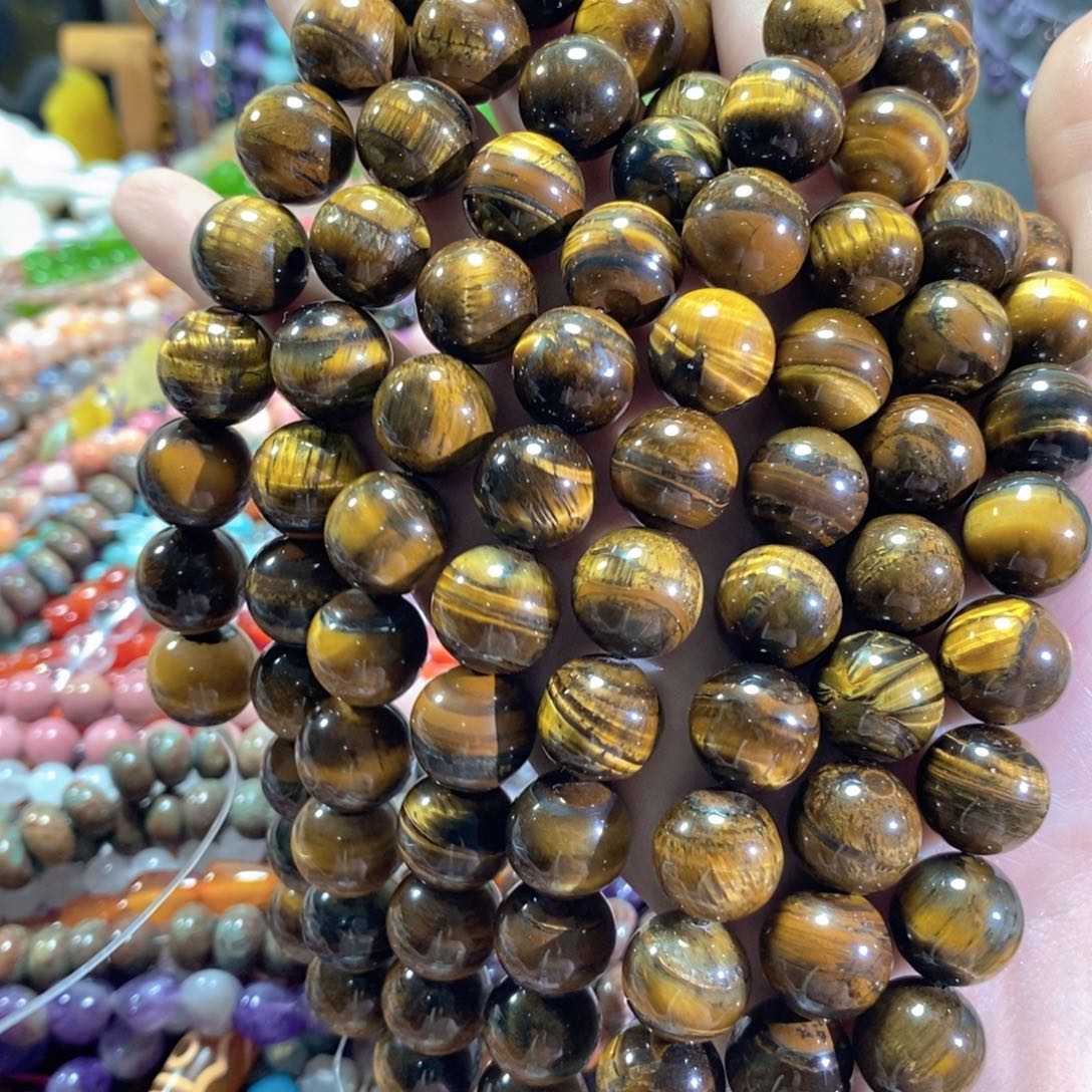 未镶嵌玛瑙/玉髓珠宝半成品虎眼一条卡14mm