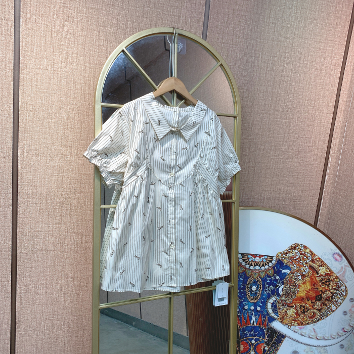 PP158孕妇杏色条纹上衣90-140